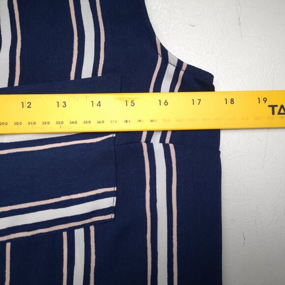Ricki's Ladies Size 2 Navy/White/Salmon Striped Sleeveless Button Front Dress - Picture 8 of 9